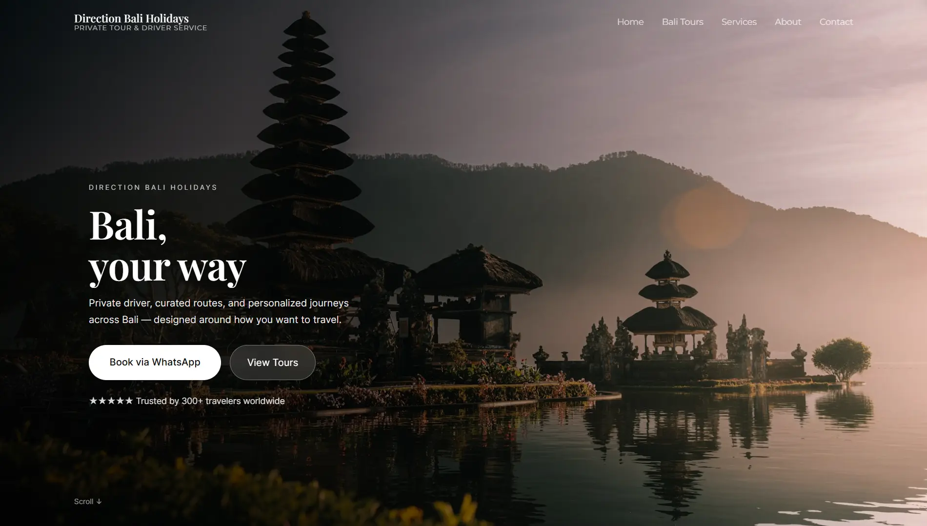 Direction Bali Holidays — Private Driver & Tour Website